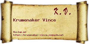 Krumenaker Vince névjegykártya